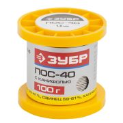 ЗУБР ПОС 40, 1 мм, 100 г, трубка с канифолью, припой (55451-100-10C)