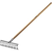 GRINDA PS-12 WOOD, 370 х 105 х 1300 мм, 12 витых зубцов, нержавеющая сталь, деревянный черенок, садовые грабли, PROLine (39481-12)