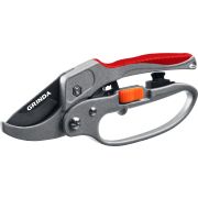 GRINDA G-15, 200 мм, стальные лезвия, храповый механизм, с эфесом, с алюминиевыми рукоятками, контактный секатор (8-423034)