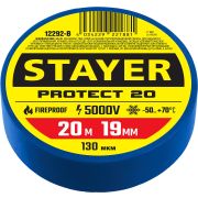 STAYER PROTECT-20, 19 мм х 20 м, 5 000 В, синяя, изолента ПВХ, Professional (12292-B)