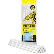 STAYER Cristal, 11 х 200 мм, 12 шт, прозрачные, универсальные клеевые стержни Professional (0682-12)