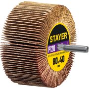 STAYER d 80 x 40 мм, P120, на шпильке d 6 мм, круг шлифовальный лепестковый (36609-120)
