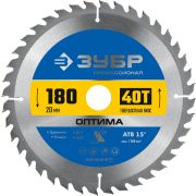ЗУБР Оптима, 180 x 20 мм, 40Т, пильный диск по дереву, Профессионал (36903-180-20-40)