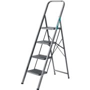 СИБИН 4 ступени, 95 см, c широкими обрезиненными ступенями, стальная стремянка (38807-04)