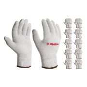 ЗУБР ОПТИМА, L-XL, х/б перчатки без покрытия, 10 класс, 10 пар (11446-XL10)