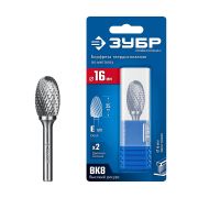 ЗУБР 16х25 мм, тип E (овал, радиус 6.5 мм), хв-к 6 мм, твердосплавная борфреза, ПРОФЕССИОНАЛ (28804-16-25)