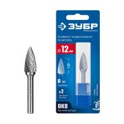 ЗУБР 12х25 мм, тип G (парабола с острым углом), хв-к 6 мм, твердосплавная борфреза, ПРОФЕССИОНАЛ (28806-12-25)