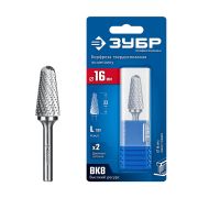 ЗУБР 16х33 мм, тип L (конус с закругленным углом 28°, радиус 4.5 мм, ), хв-к 6 мм, твердосплавная борфреза, ПРОФЕССИОНАЛ (28810-16-33)