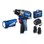 ЗУБР КОМПАКТ #4, набор: дрель-шуруповерт + LED фонарь, BRUSHLESS, 12 В, 45 Н·м, 2 АКБ тип Т7 (2 А·ч), кейс, Профессионал (DB-121-22F)