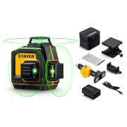 STAYER SL-3D #2, 50м, точн. +/-0,5 мм/м, зеленый лазерный нивелир, микролифт, держатель (34963-2)