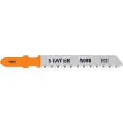 STAYER T119B, T-хвост., HCS сталь, по дереву/фанере/ДСП, шаг зуба 2 мм (12TPI), раб. длина 50 мм, 2 шт, полотна для лобзика, Professional (15988-2)