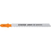 STAYER T101BR, 2 шт, 75 мм / 2.5 мм, T-хвост., HCS сталь, обратный рез по ламинату/фанере, полотна для лобзика, Professional (15991-2.5)