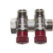 GENERAL FITTINGS вход 3/4″ - 2 выхода 1/2″, коллектор для горячей воды (51046-3/4-1/2-HT2)
